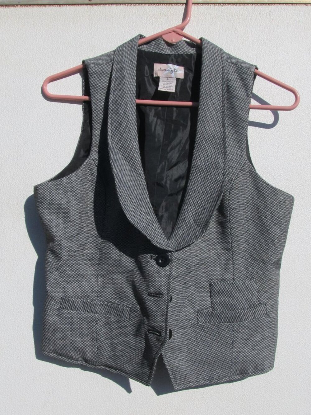 Star Style Ladies size large Vest black and white small checkered pattern career